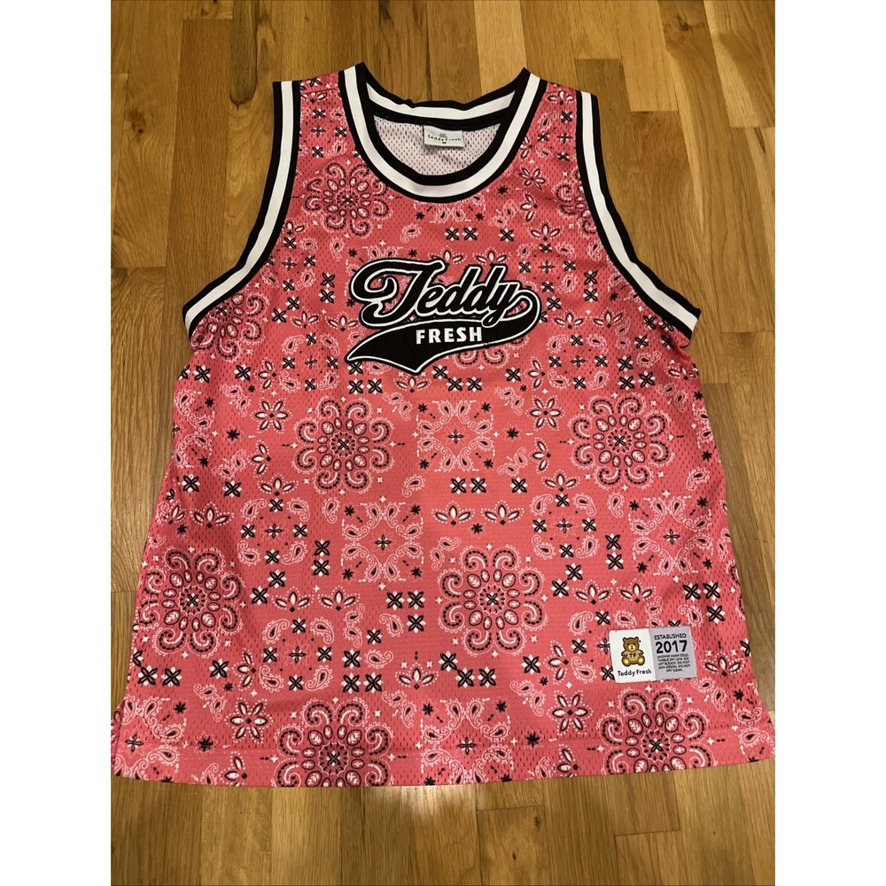 Teddy Fresh Jersey Tank Active‎ Navy Bandana Paisley Pattern Basketball  SZ S